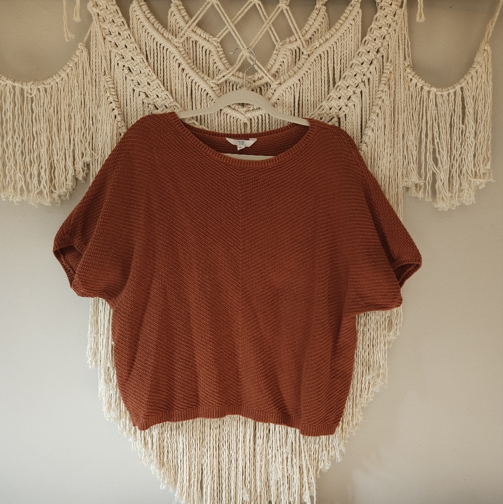 Time And Tru | Knit Short Sleeve | Rust | Large